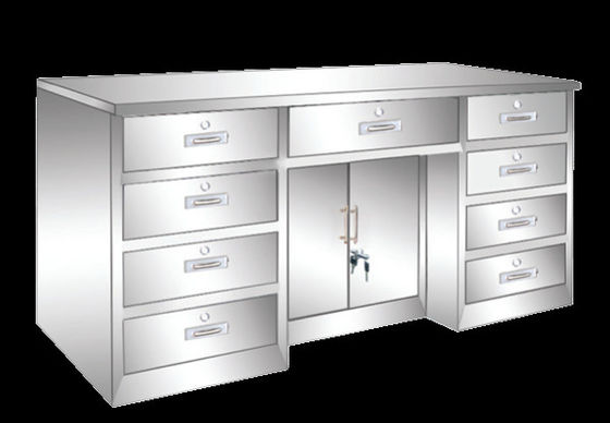 9 Drawers Stainless Steel Medical Table Worktable 1600x700x800mm Size