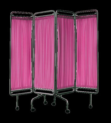 Stainless Steel Hospital Folding Screen Removable Fabric With Wheels